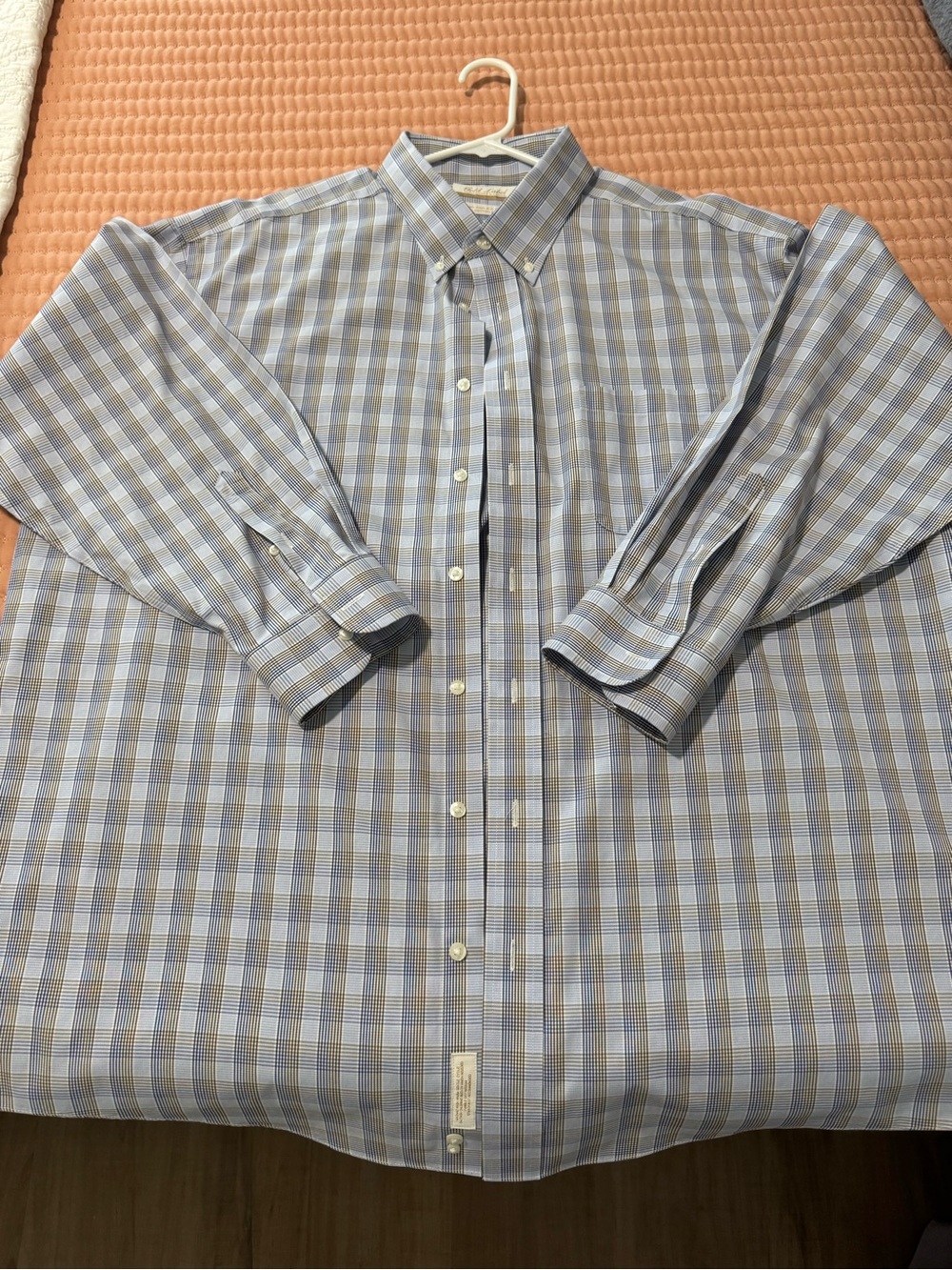 Men's Plaid Button-Down Dress Shirt - Blue & Gray
